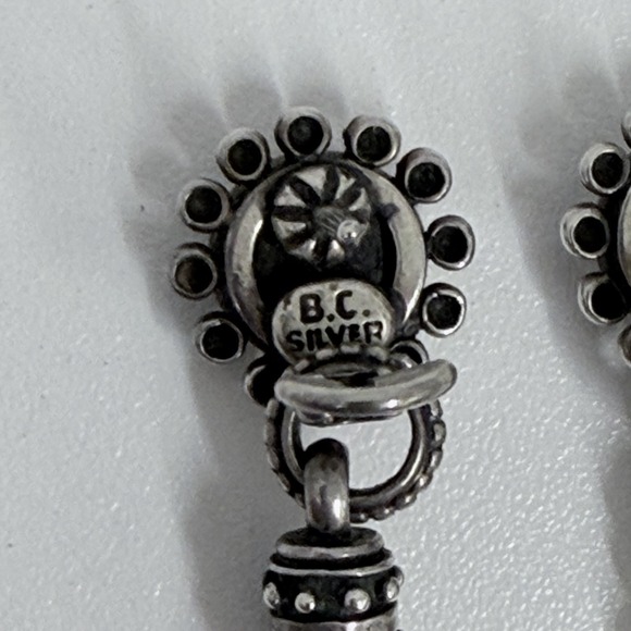 Ned Bowman B.C. Silver Sterling Pearl Earrings Fleur de Lis 17 Grams $495.00 - Picture 10 of 10